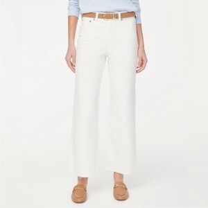 NWT J. Crew Factory Wide Leg Cut Hem Crop Stretch Jeans Seashell White 28